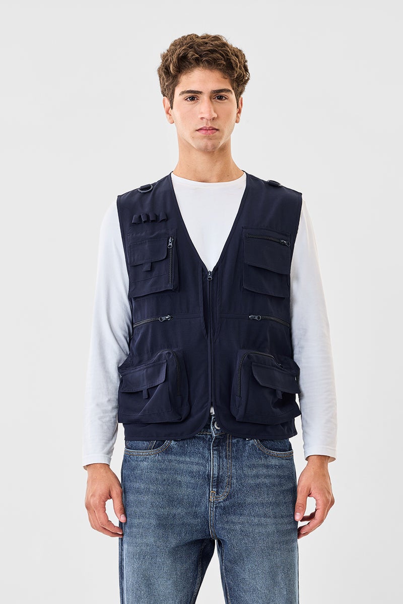 SNITCH Regular Fit Stretch Utility Gilet Jacket - Image 4